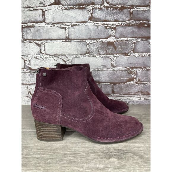 UGG Bandera Purple Plum Suede Back Zip Ankle Bootie Heel Boots Women 7M US/38EU - Picture 13 of 16